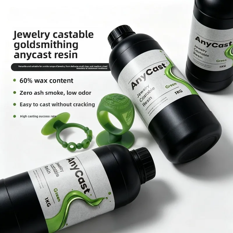 Lost Wax Casting Photocuring Resin For Jewelry Making High Detail Low Shrinkage Clean Burnout 3D Print Liquid Material