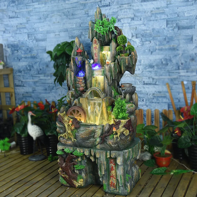 Rockery flowing water fountain feng shui wheel floor-to-ceiling ornament living room courtyard home accessories humidifier lucky