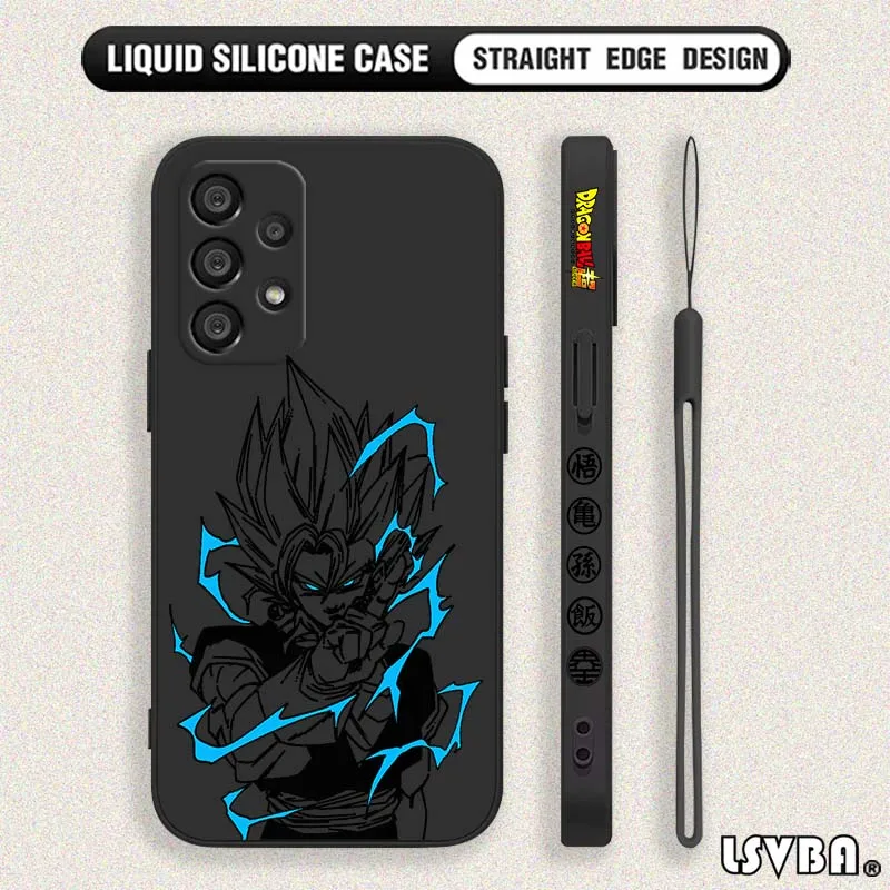 D-Dragon Ball Son Goku Fun Anime Cover For Samsung Galaxy A71 A55 A54 A53 A51 A50 A40 A15 A14 A06 5G Liquid Left Rope Phone case
