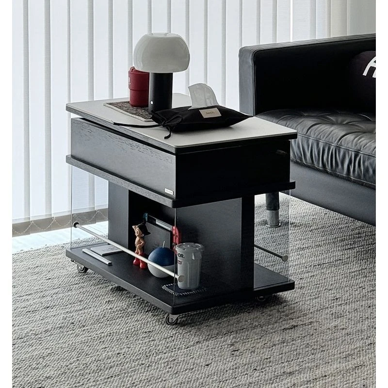 

Balcony tea table living room household European multi-functional trolley light luxury coffee table locker mobile sofa side