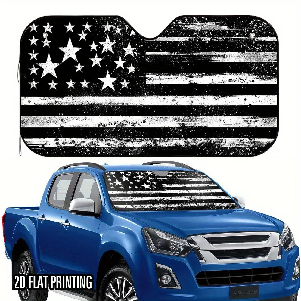 One Piece Of A Two-Dimensional Flat Star Patterned Car Sunshade – Collapsible And Fashionable, It Helps Maintain A Cool Temperat