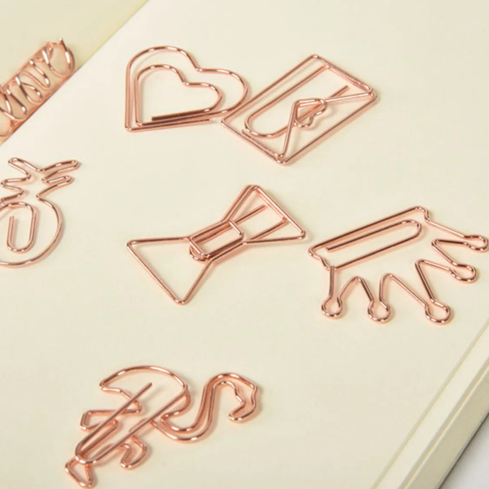 

24 Pcs Rose Shaped Paper Clips Creative Metal Office School Supplies Gift for Kids Friends Decorative Bookmarks