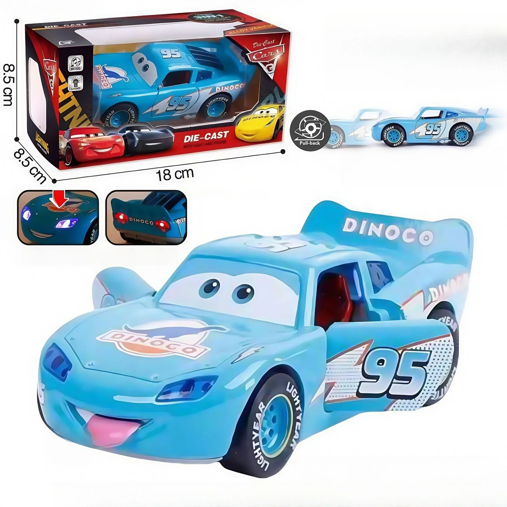 Disney Cars Alloy Car Toy Lightning McQueen Model Lights music Open Door Pull-back 3 generations Child boy Birthday Gift