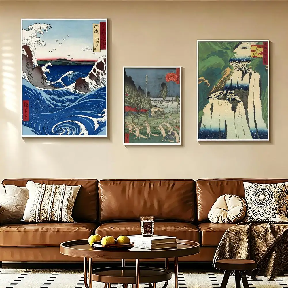 Artist Utagawa Hiroshige Ukiyoe Poster Modern Aesthetic Wall Art for Home Bar Cafe Bathroom Decor