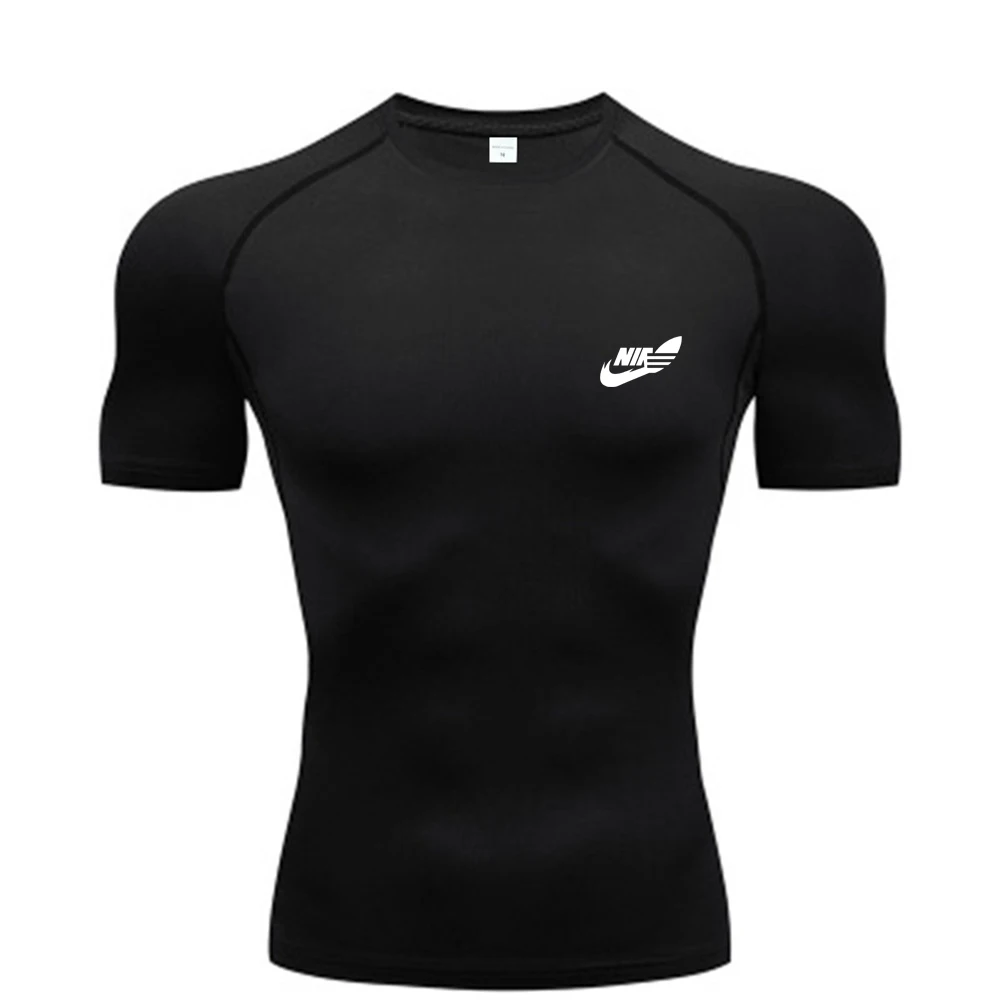 2024 Milk Silk Fitness T-shirt Men\'s Muscle Gym Compression Sportswear Quick-drying Breathable Sports Bottoming Shirt S-3XL