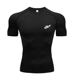 2024 Milk Silk Fitness T-shirt Men's Muscle Gym Compression Sportswear Quick-drying Breathable Sports Bottoming Shirt S-3XL