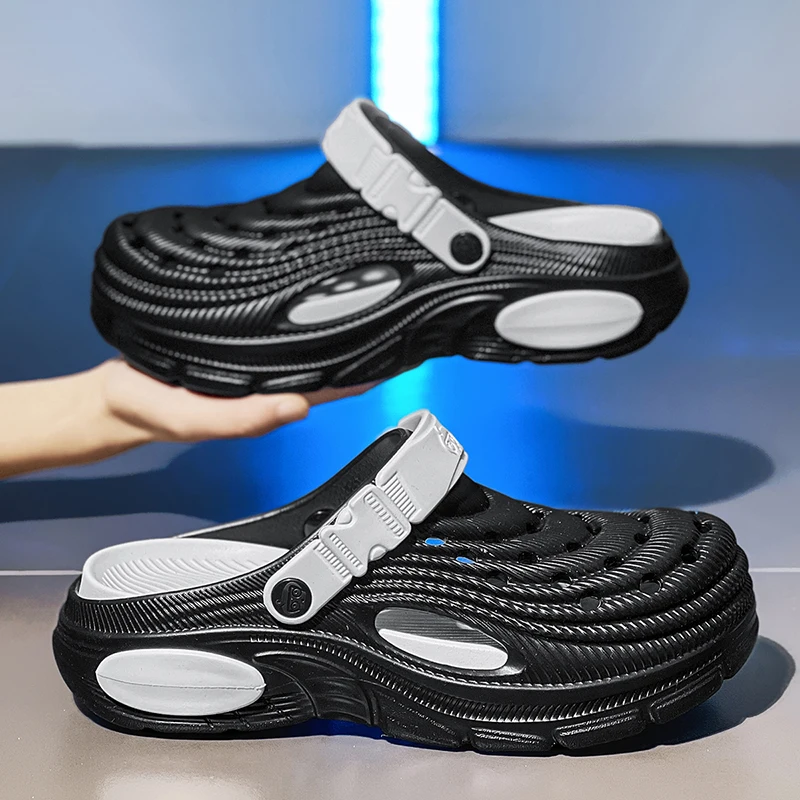 

2026 Spring & Summer Men’s Closed Toe EVA Clogs | Platform Height Boost Lightweight Convertible Slip-On Beach Sandals Slippers