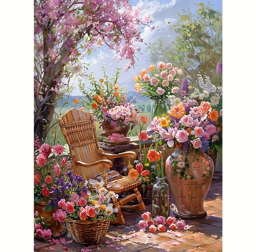 

Balconies Lounge Chairs Flowers500/1000/1200/2000 PCS Jigsaw Puzzles Family Activity Games for Gameroom Bedroom Gifts