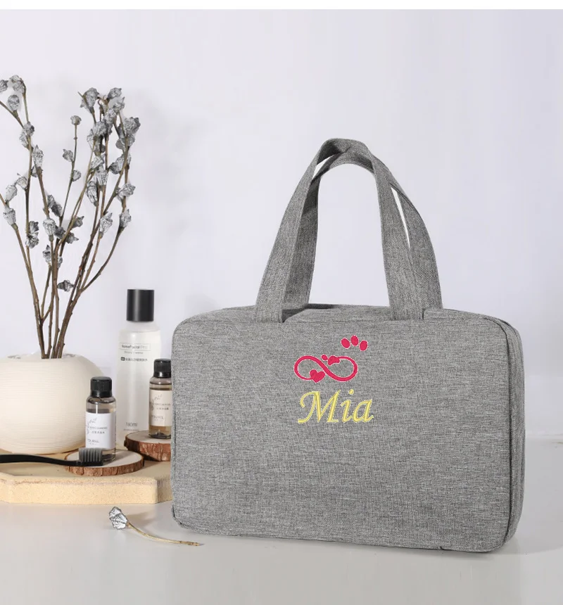 Customized Embroidery Bag With Name Travel Waterproof Folding Dry And Wet Separation Wash Bag Cosmetic Storage Bag Can Be Hung