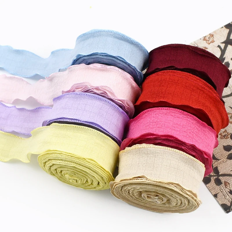 

1-3Pcs 25mm Wave Edge Ribbon for Sewing Pleated Chiffon Lace Trim Webbng Band Bouquet Gift Packaging Decorative Tape Accessories