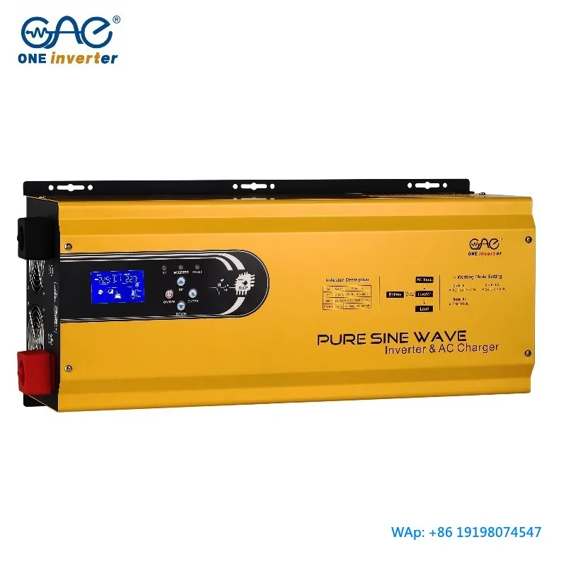 12V/24V DC to 220V AC 1000W Single Phase Off Grid Solar Inverter Charger 50/60Hz Home Appliance