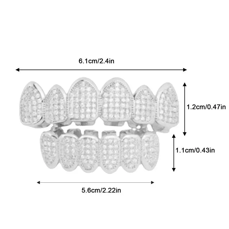Zähne Grillz Zirkonia Mund Grillz Hip Hop Zähne Grillz für oben unten Mund Zähne Grills abnehmbare Zahn Modeschmuck