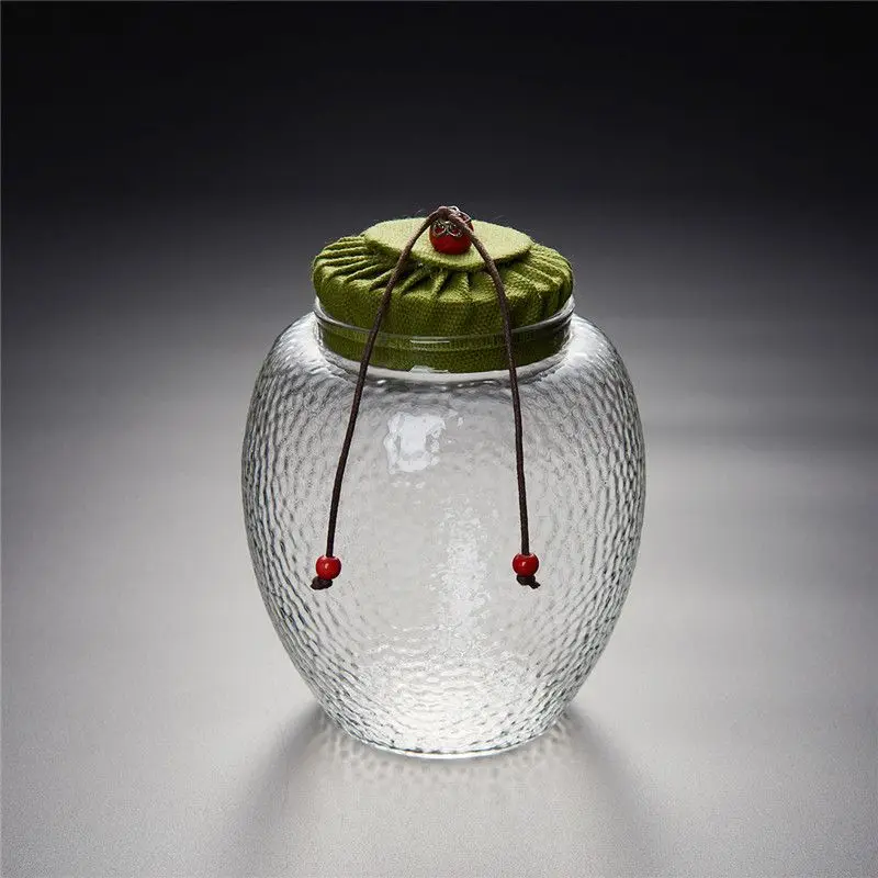 

Creative Glass Tea Canister Hand-hammered Glass Tea Storage Canister Sealed Household Goods Coffee Sugar Food Storage Container
