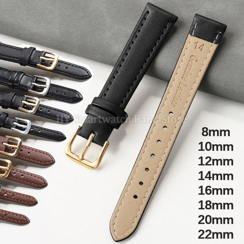 8mm 10mm 12mm 14mm 16mm 18mm 20mm 22mm 24mm Bracelet en cuir PU pour montre intelligente Bracelet universel Ultra mince Bracelet étanche