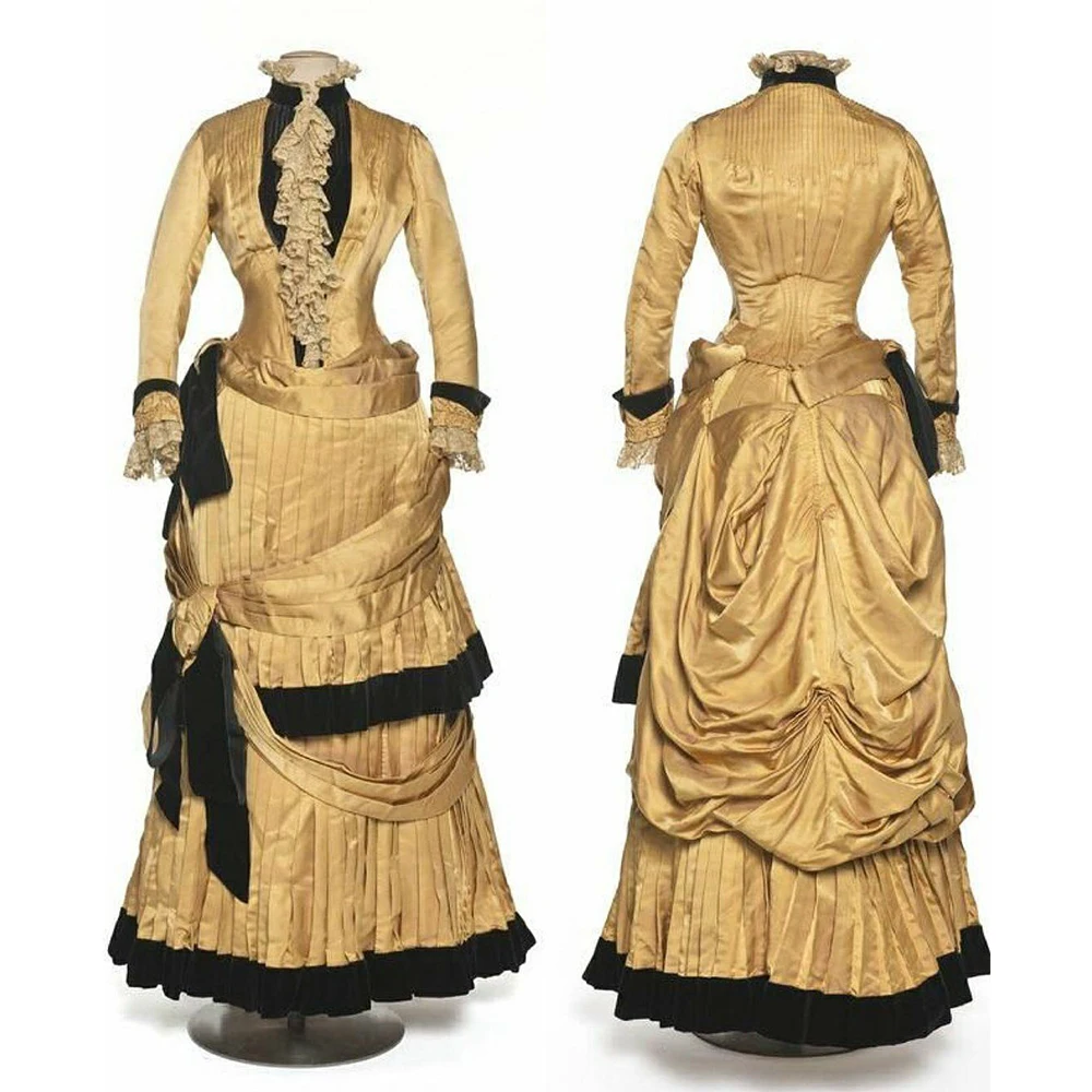 

1880s Rococo Bustle Day Dress Victorian Edwardian Duchess Walking Afternoon Costume Historical Southern Belle Wedding Ball Gown