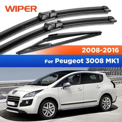 Windshield Wiper Blades For Peugeot 3008 2008-2016 Front Rear Window Windscreen Wiper 2014 2013 2012 2011 2010 2009 30''+28''+12