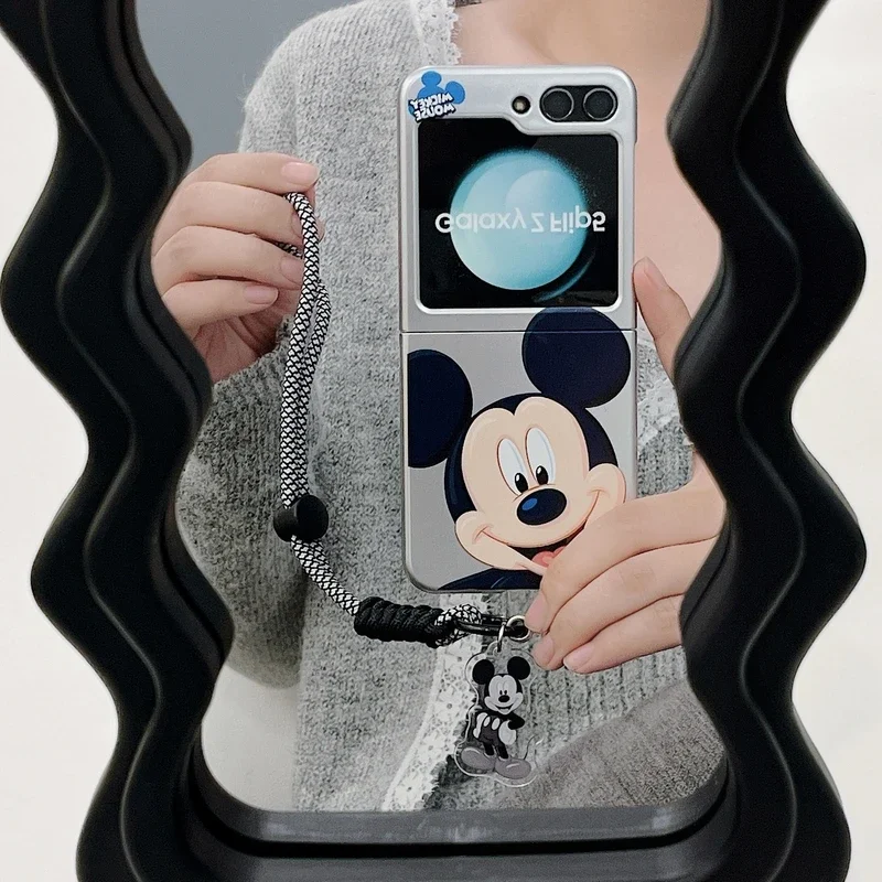 Simpatico cartone animato Disney Mickey Mouse placcatura custodia per telefono per Samsung Galaxy Z Flip 5 custodia trasparente morbida TPU Cover