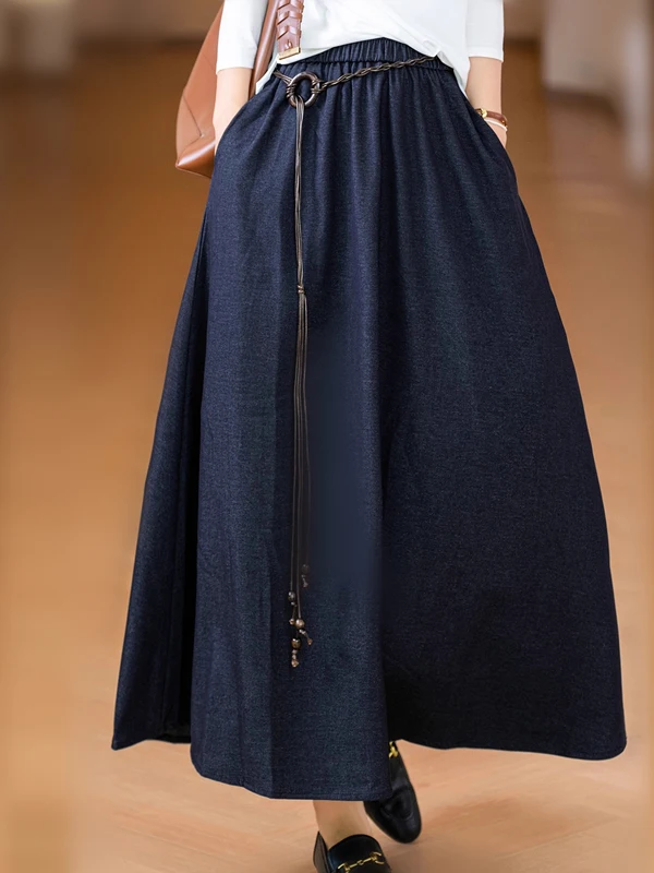 

Аутентичная юбка трапециевидной формы с высокой талией и поясом, длинная юбка-зонтик с кисточками, груша-мавпа, скрывающая бедра, утягивающая юбка-зонтик для поездок на работу