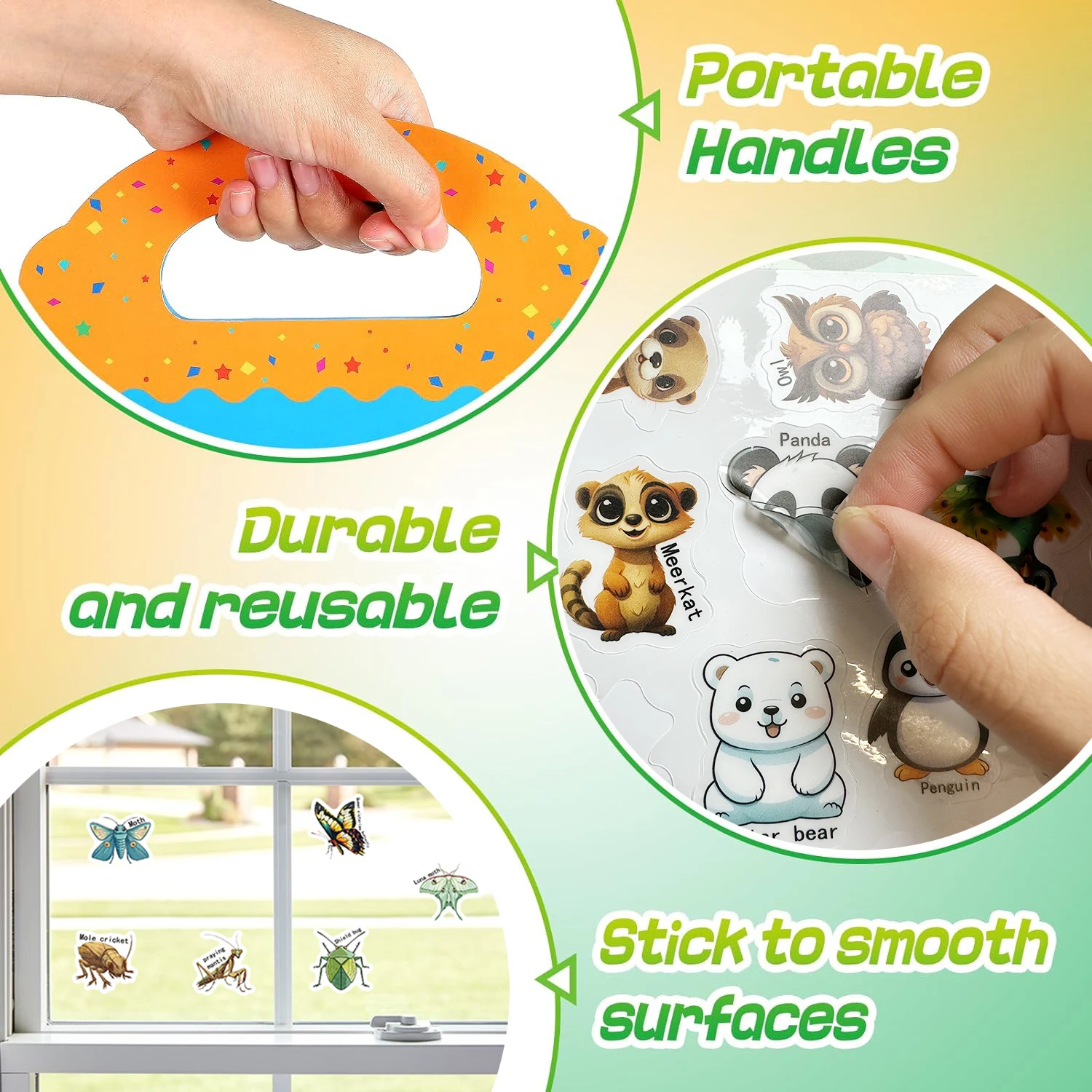 40PCS Insects Reusable Scene Cute Stickers DIY Puzzle Sticker Games Books Cartoon Animal Learning Cognition Toys For Kids Gift