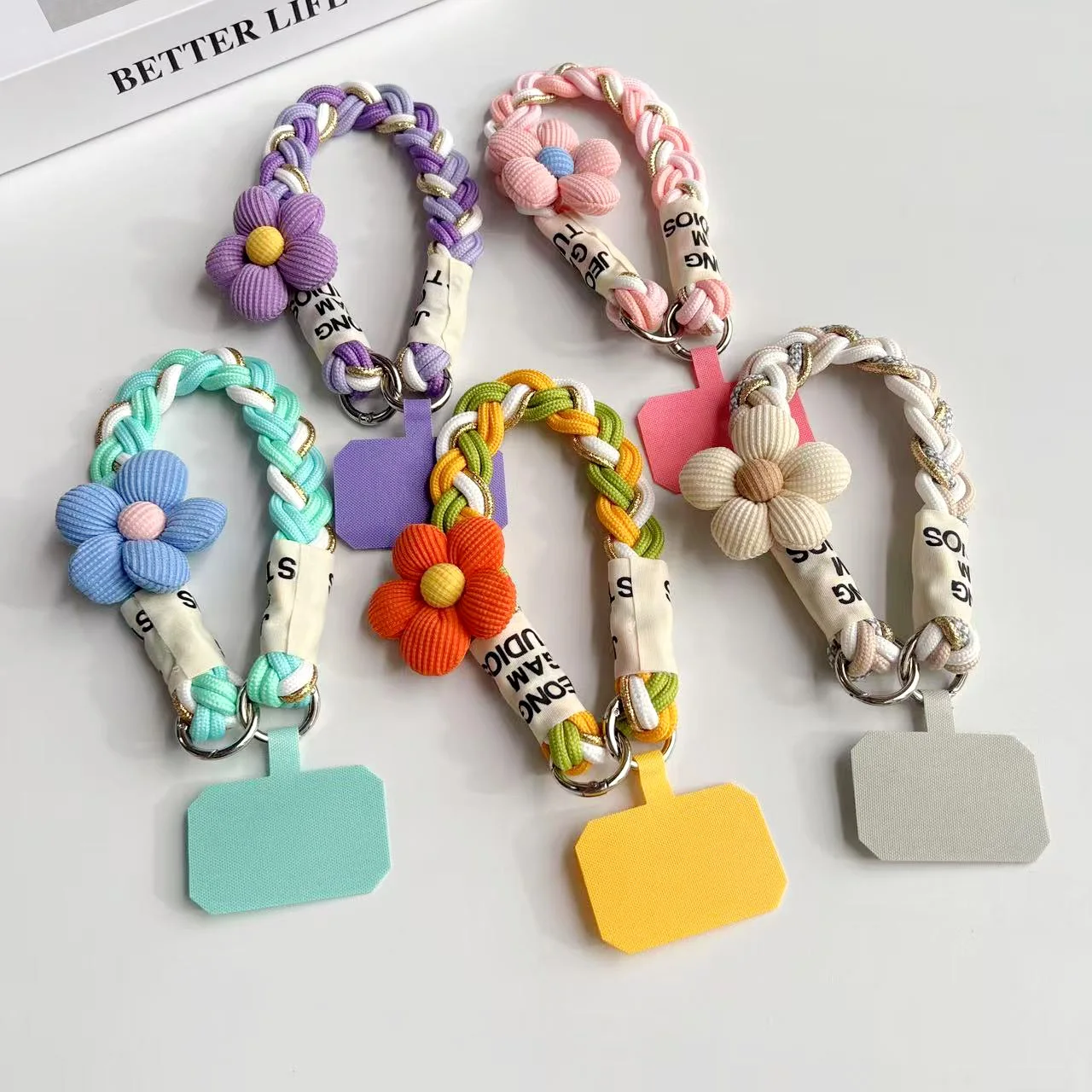 Cordón para teléfono trenzado recién actualizado: cuerda corta gruesa y duradera, ajuste universal, antipérdida, fácil de sostener