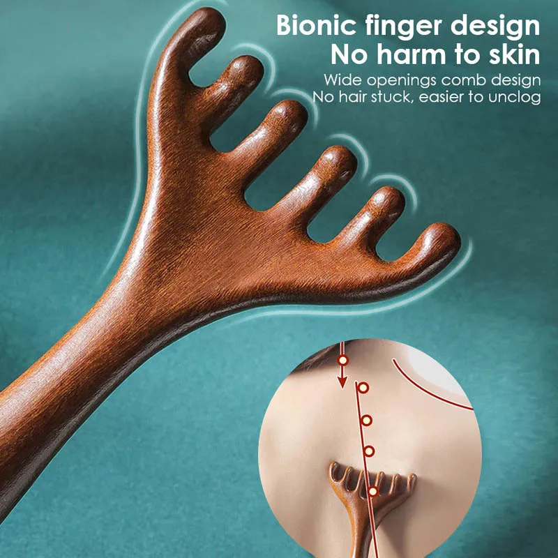 1-20PCS Scalp Wooden Massage Comb 6 Claw Anti Static Meridian Head Massager for Blood Circulation Body Gua Sha Tool Brush