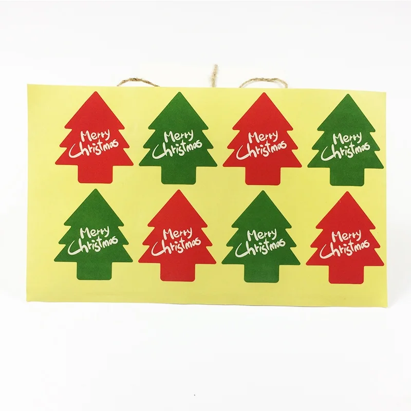 

80pcs/pack Red And Green Christmas Tree Shape Package Label Bakery Sealing Stickers