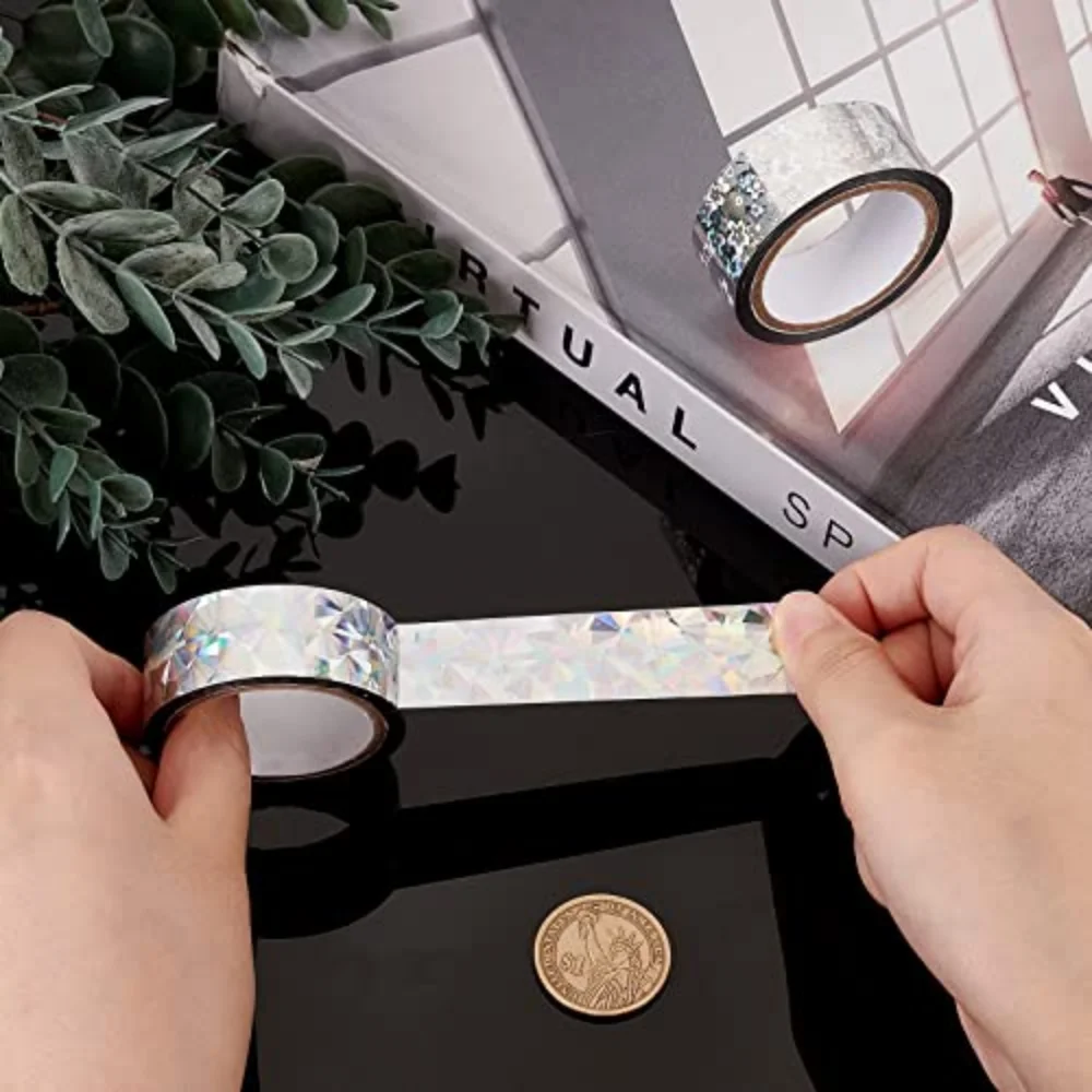 2 stili Foil Holographic Foil Washi Tape Sparkle Laser nastro adesivo per mascheratura fiore diamante nastro riflettente Set per artigianato