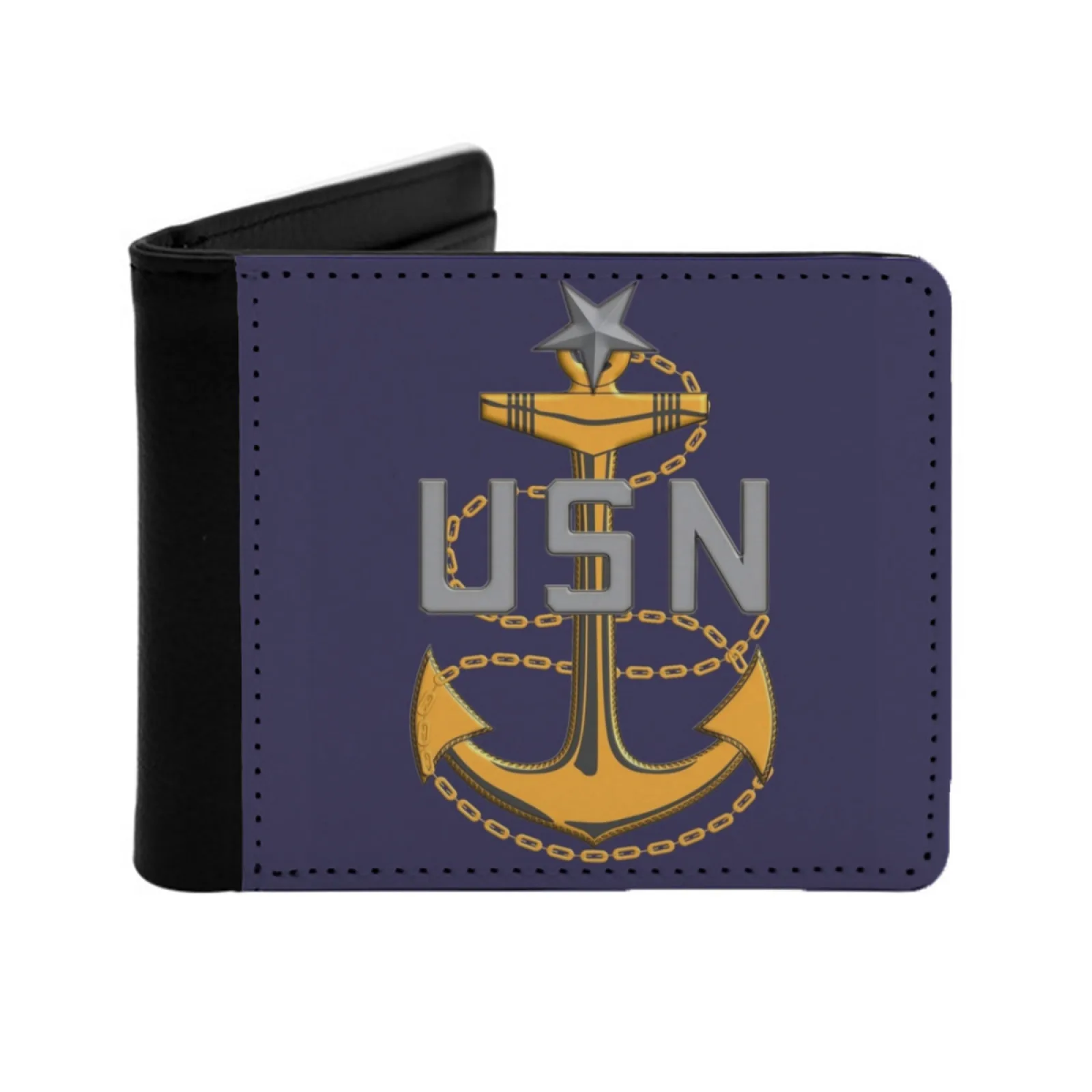 

Новый мужской кошелек Senior Chief, короткий модный кошелек из искусственной кожи, кошелек с несколькими картами, темно-синий Chief, темно-синий Pride E 8 E8, фулурованный якорь