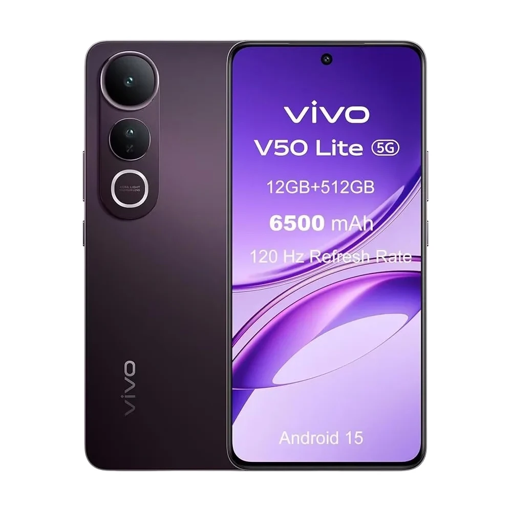 Smartphone VIVO V50 Lite 5G Version Globale 12 Go + 512 Go Écran AMOLED 6,77 pouces 120 Hz Appareil Photo Réel 50 MP Batterie 6500 mAh Charge 90 W