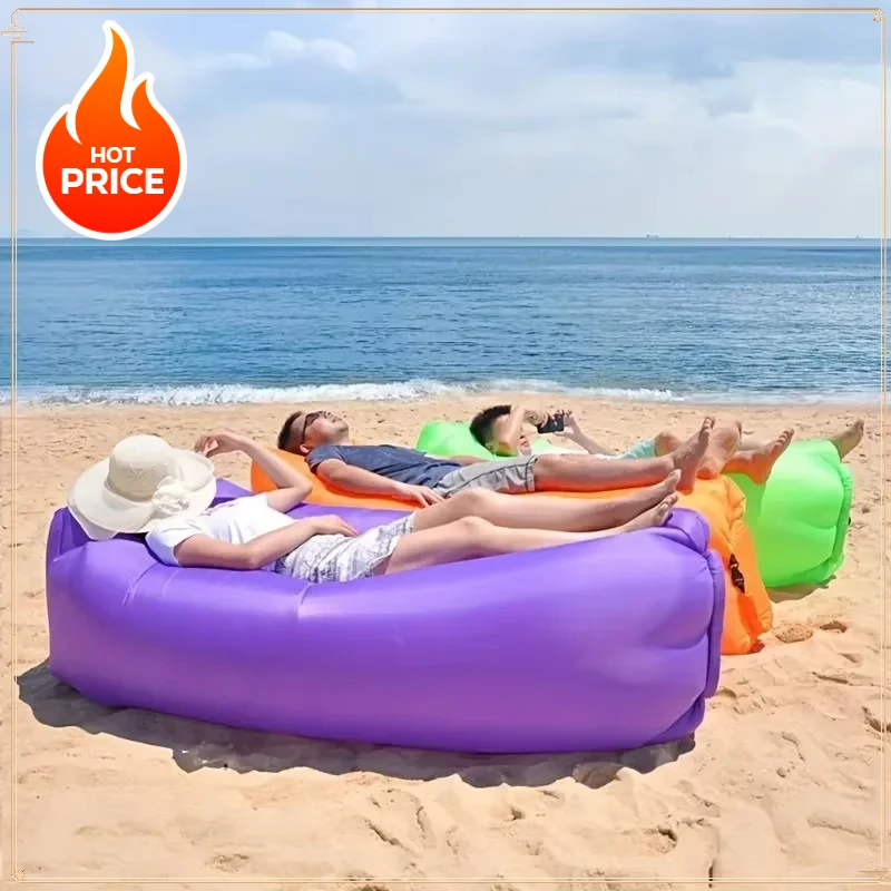 Inflatable Lazy Sofa Bed, Portable Camping Sofa Mattress, Foldable Festival Recliner for Outdoor Beach outskirts single-person