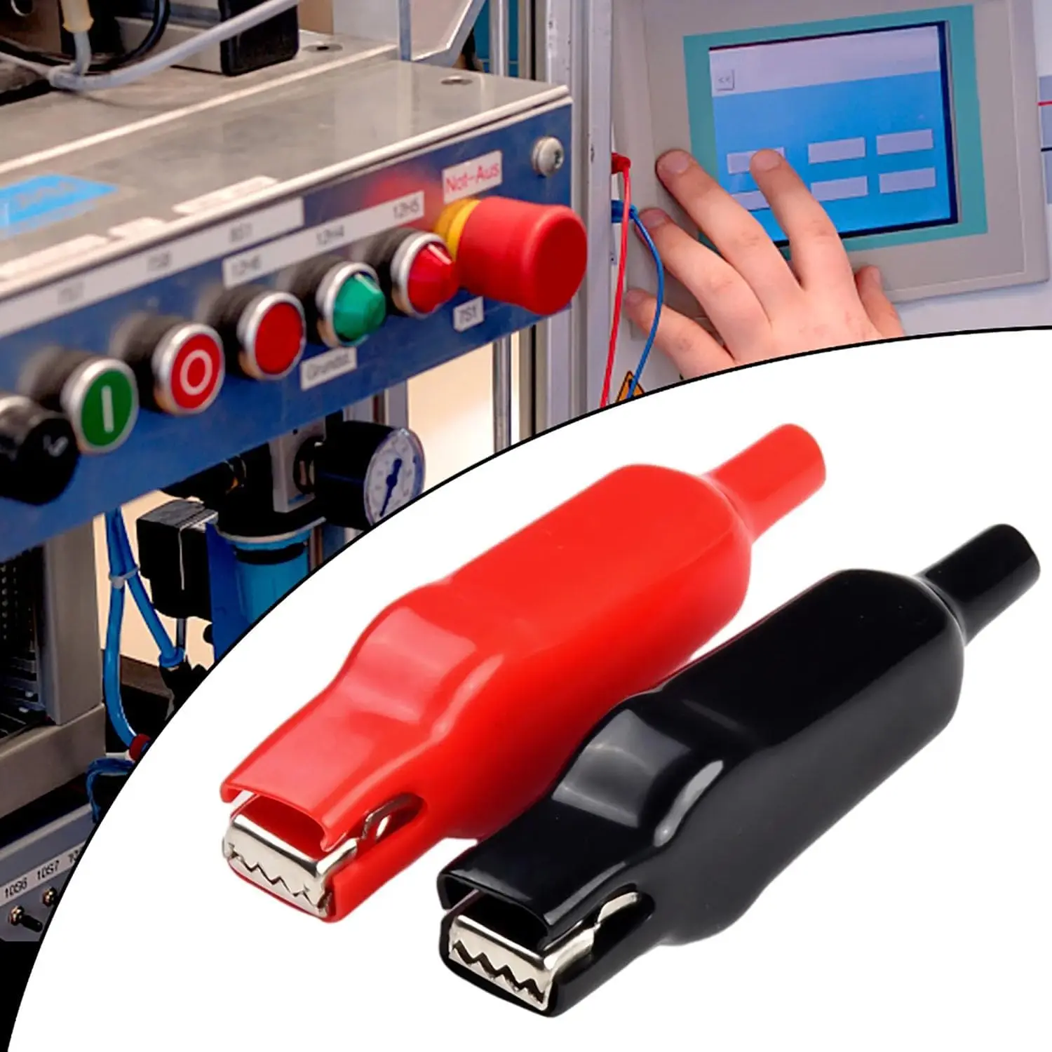 20A معزول التمساح كليب بطارية كهربائية التمساح المشابك البلاستيكية مغمد التمساح كليب الربيع تحميل اختبار كهربائي