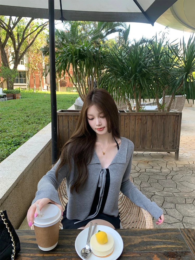 

Chen Jin NNS Early Spring Basic Daily Loose Feel Sa Soft Wool Collar Open Cardigan Commute Sle Knitted Sweater