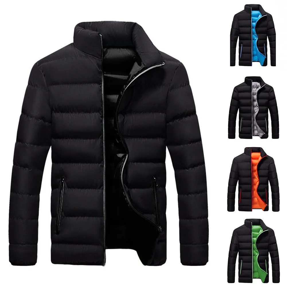 معطف قصير للرجال من القطن السميك مع ياقة واقفة، سترة كاجوال مبطنة دافئة مناسبة للفصول المتعددة والمقاسات الكبيرة #6