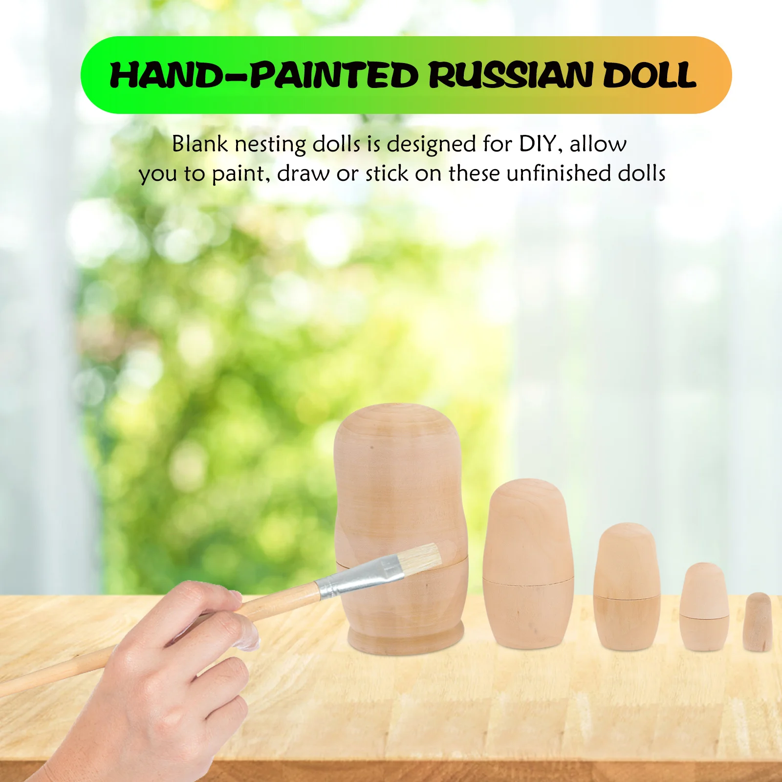 

1 set 1 Set Diy Hand Painted Matryoshka Blank Nesting Unpainted Wooden Russian Craft Kids Painting Decoration Unfinished