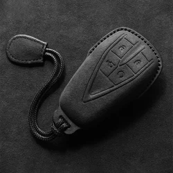 Leather Car Key Case Cover for Changan CS35 Plus CS55 Plus CS75 Plus 2019 2020 Protector Keyless Suede Keychain Car Accessories