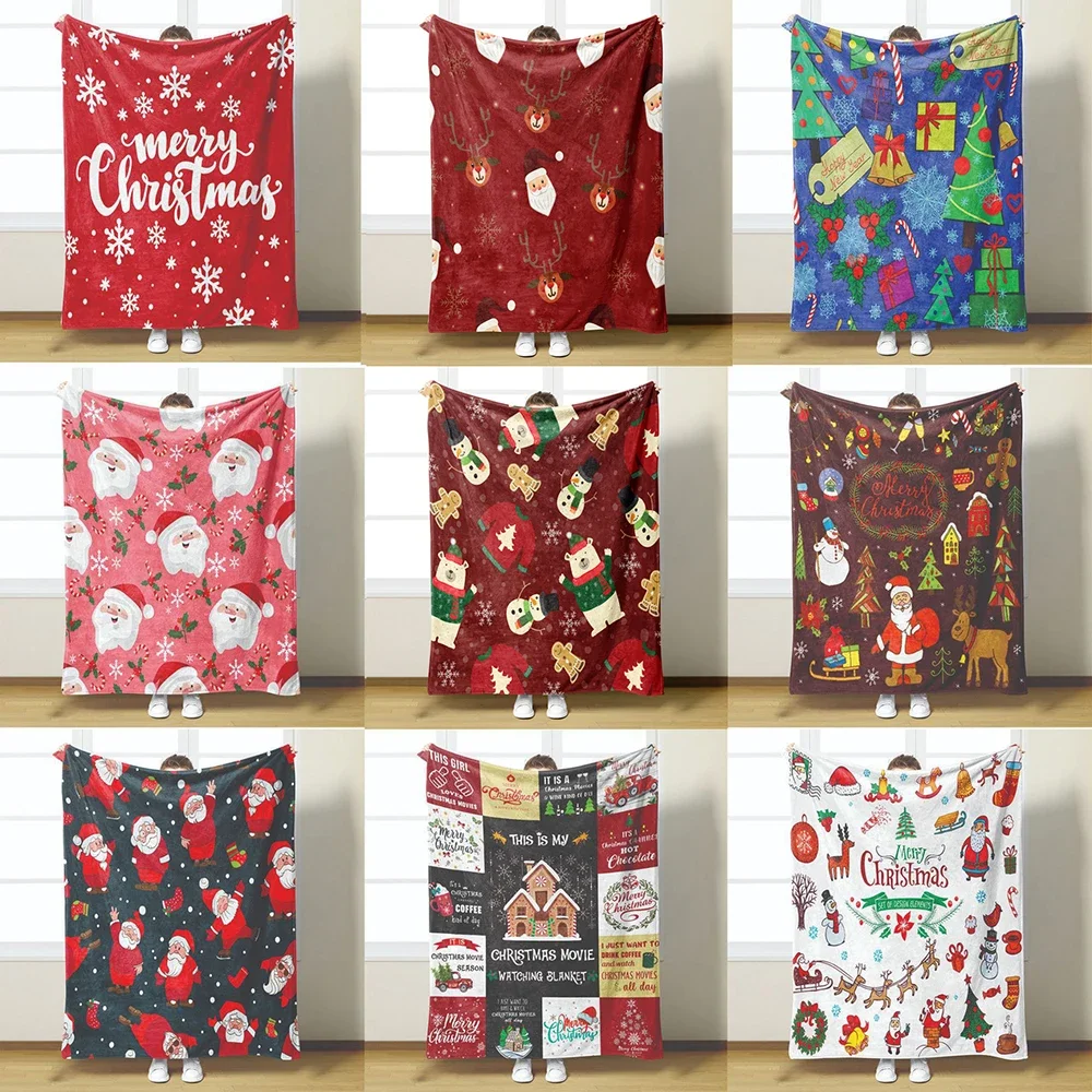 

Christmas Flannel Winter Blanket Warm Comfortable Universal Knee Blanket Cover Multifunctional Decorative Blankets Decor Home