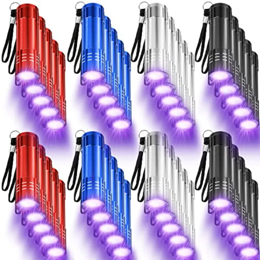 40 Pack UV Flashlight Black Light Mini UV Handheld Blacklight Flashlights with Lanyard Assorted Colors Detector for Pet Urine a