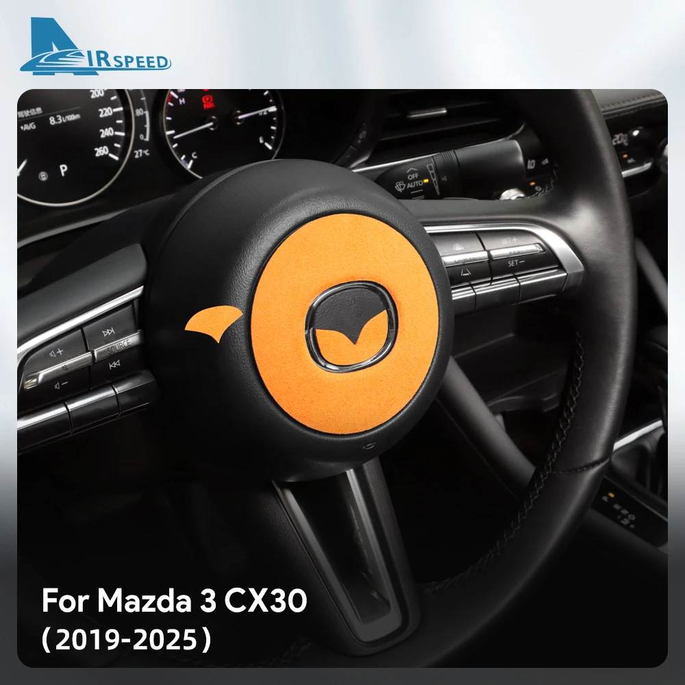 أفضل الجلد المدبوغ تقليم LHD RHD ملصق لمازدا 3 Axela CX30 CX-30 2019 2020 2021 2022 2023 2024 2025 عجلة توجيه سيارة الملحقات