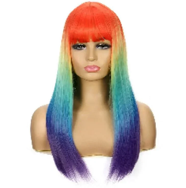 Women’s Long Colorful Gradient Curly Cosplay Costume Wavy Wig