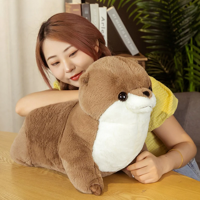 50cm Simulation Cute Lutra Plush Toys Stuffed Realistic Otter Animal Doll Soft Seal Plushie Pillow for Kids Girls Birthday Gift