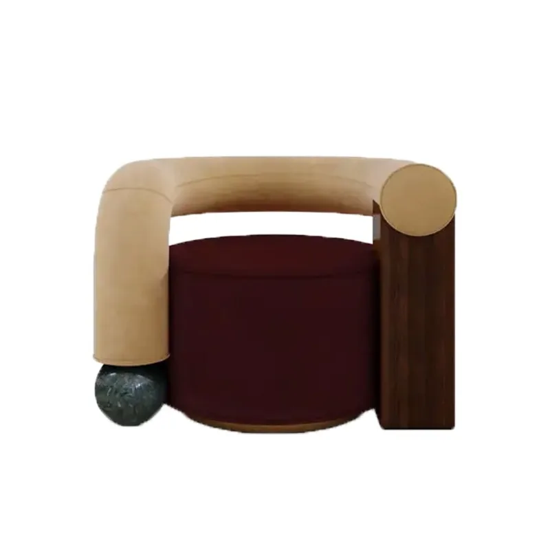 Simple designer creative curved solid wood bending armchair model house sales office color matching leisure chair