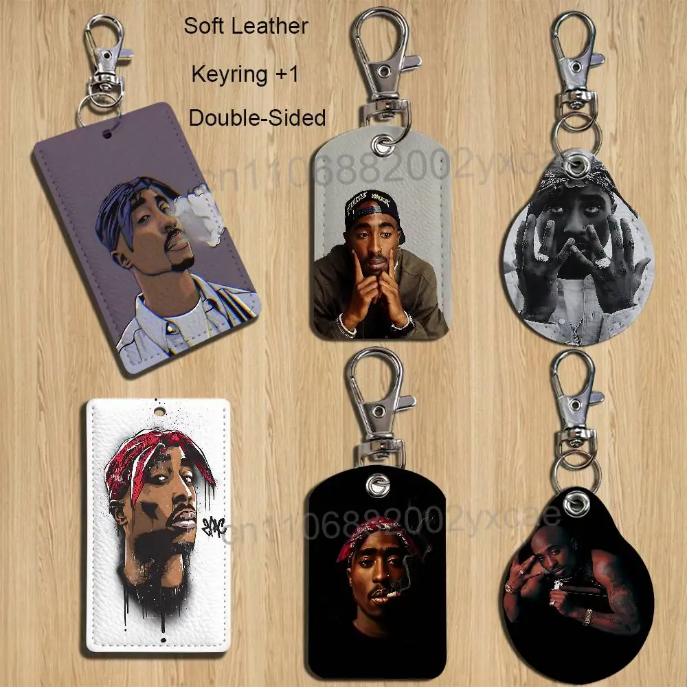

All Eyez on Me 2Pac Makaveli Rectangle ID Card Case Keychain Access Card Bag Key Tag Ring Leather Card Holder Key Ring Access