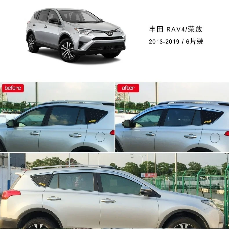 Chrome Door Rain Visor Side Window Deflector Shade Sun Wind Shield Silver Trips Eaves for Toyota Rav4