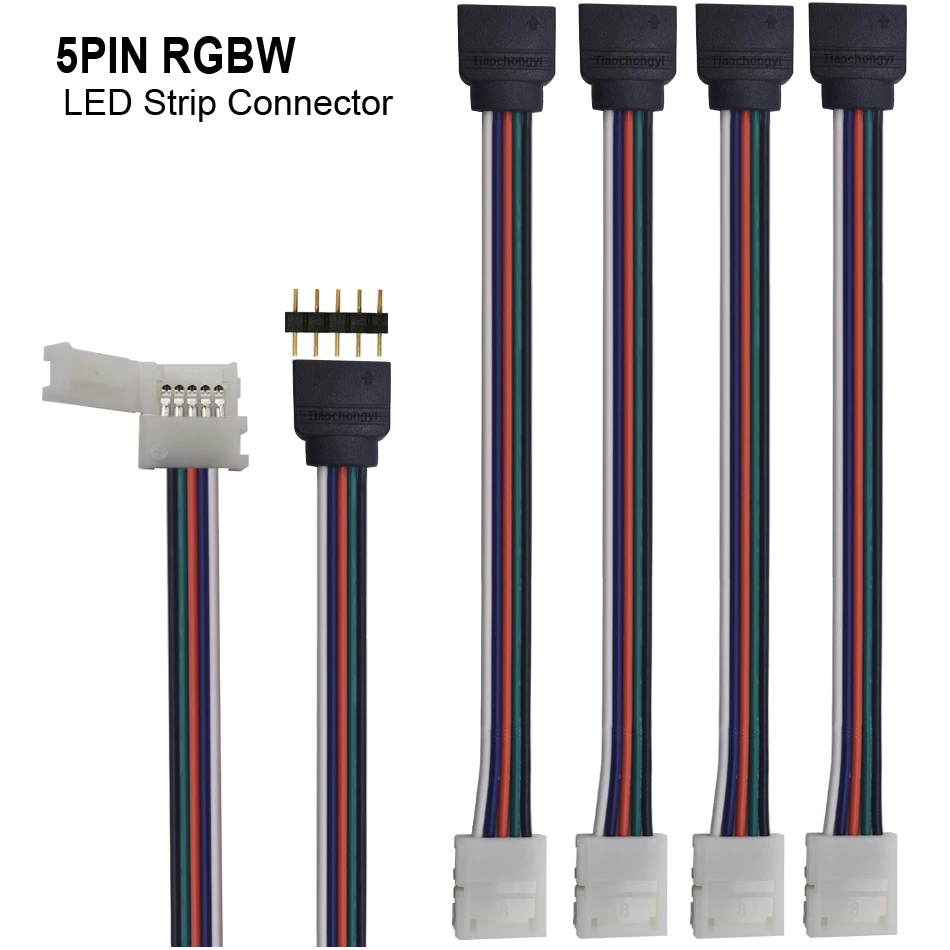 5Pin 5050 LED RGBW Strip Extension Connector Cable Wire Led Strip Extension Cables Clip For 12-24V 5050 RGBW WW LED light strip