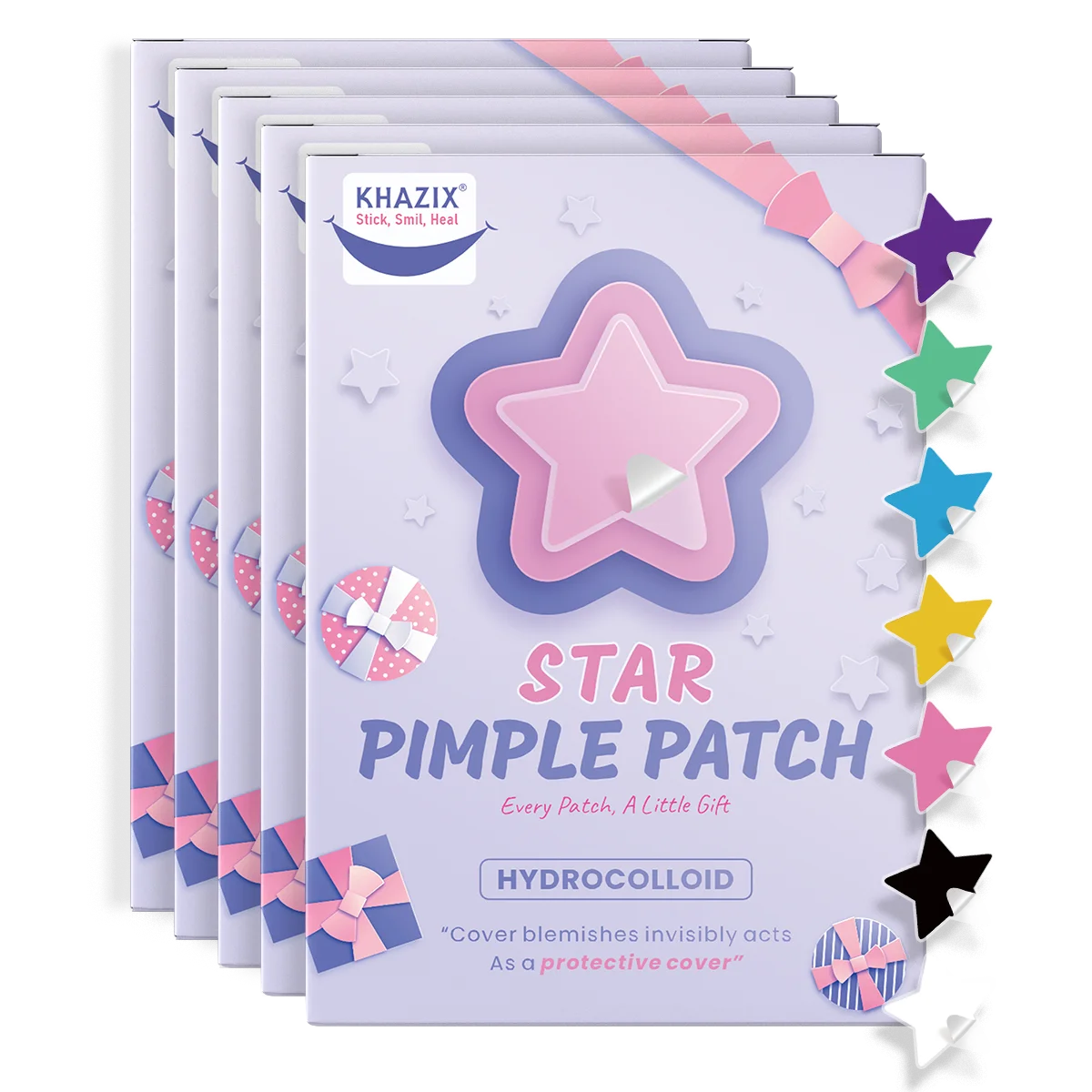 40 قطعة من رقع حب الشباب متعددة الألوان على شكل نجمة، رقع حب الشباب للوجه، رقع حب الشباب المخفية، ورقع البثور، رقيقة جدًا.