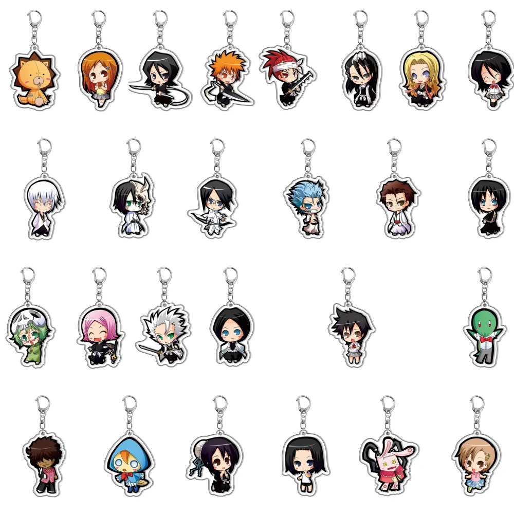 6cm Anime Bleach Acrylic Keychain Fashionable Bag Charming Kurosaki Ichigo Ishida Uryuu Handcuff Cartoon Figurines Keyring Gift