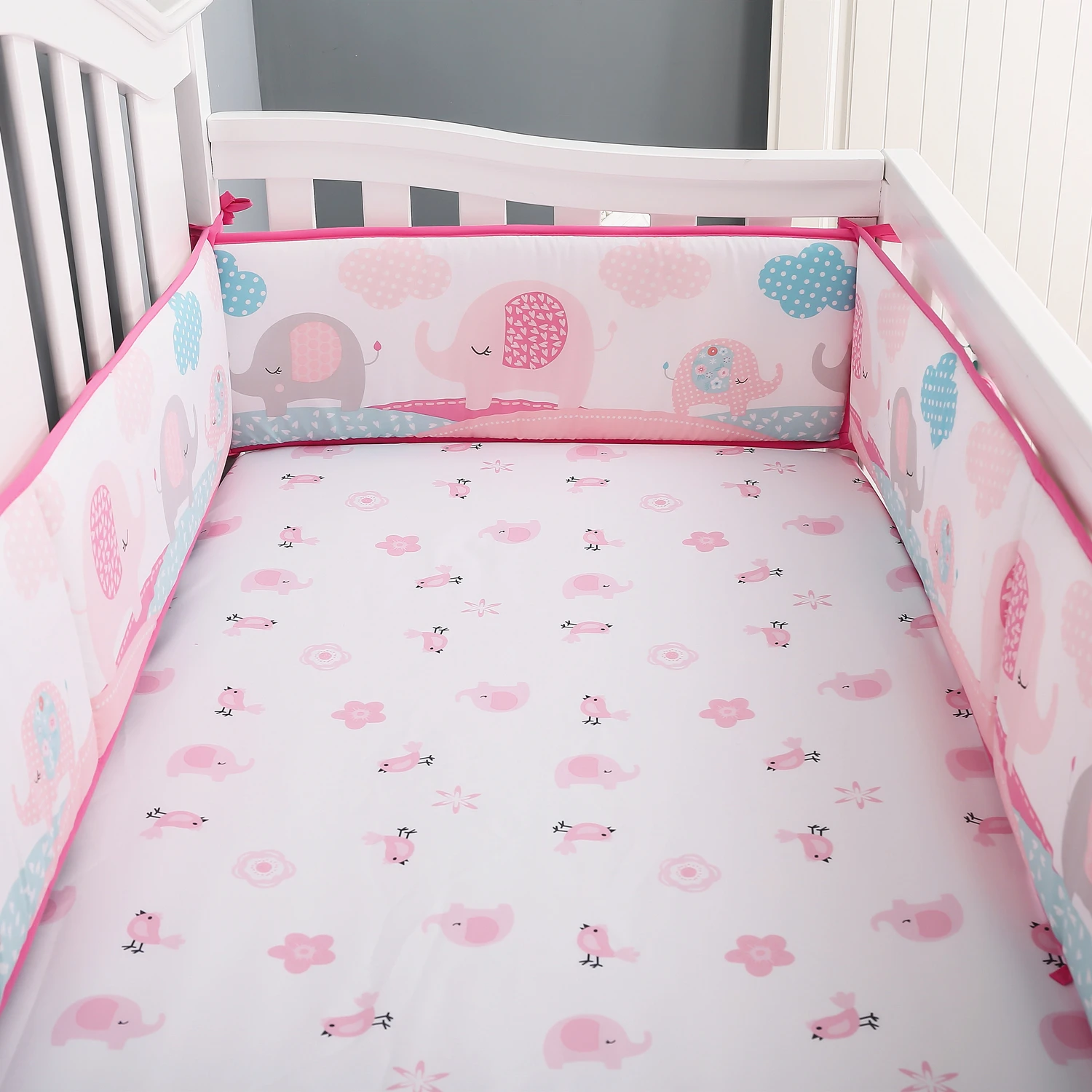 

4Piece Anti-collision Baby Crib Bumper Newborn Soft Infant Protector Room Decor Bed Cot Bumper Crib Around For 130*70cm Crib