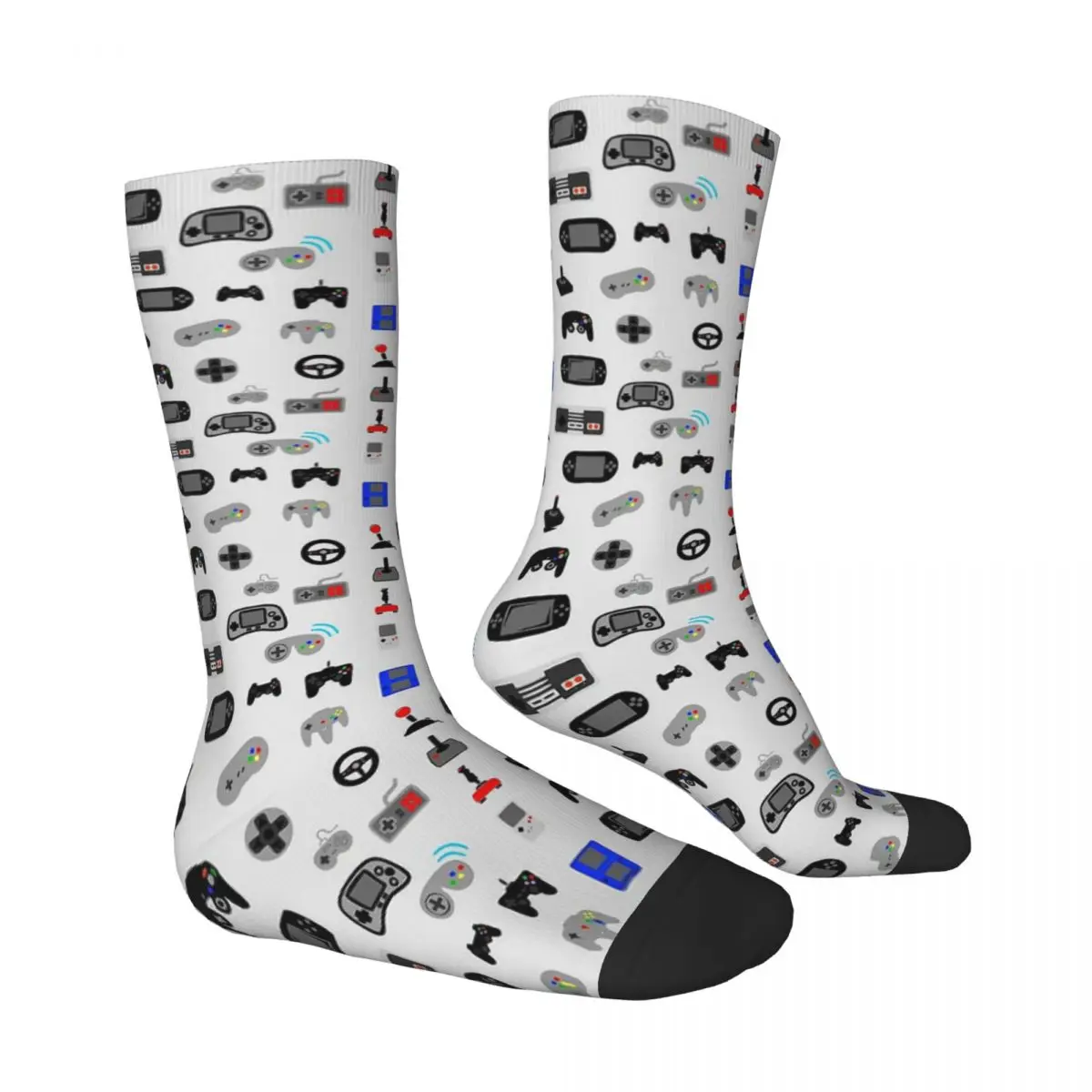 Video Game Controller Collage Nostalgia of the 1980s Unisex Winter Socks Hip Hop Happy Socks Street Style Crazy Sock