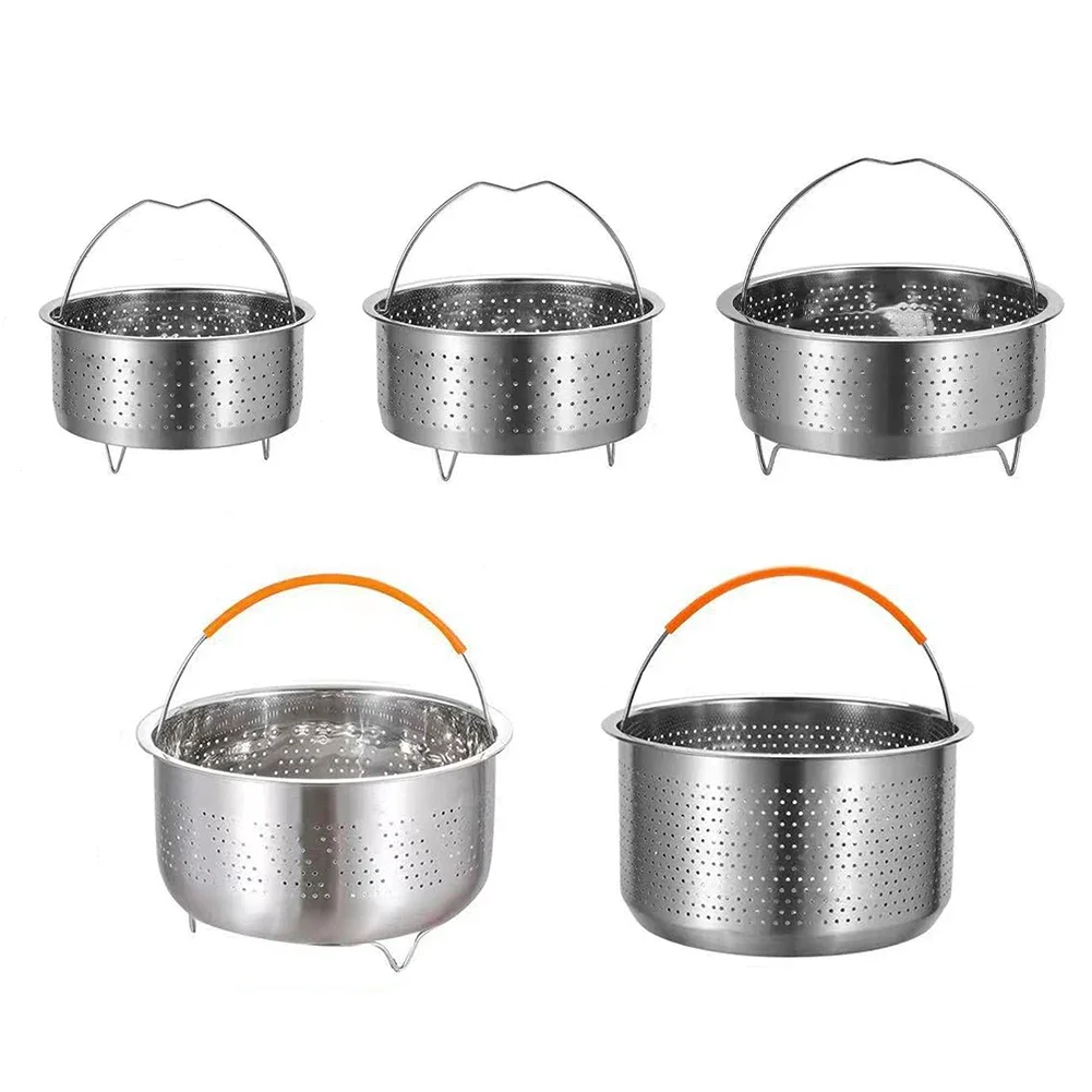 Cesta de vapor de acero inoxidable, accesorios para olla instantánea con mango de silicona, olla a presión, arrocera
