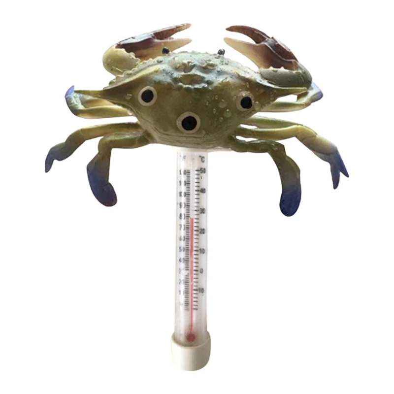 Pool Thermometer Floating Easy Read Large Size Pool Thermometer Ocean Animal Shaped Thermometer(Crab)